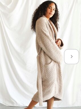 Cozy Long Shawl Collar Robe Coat - Cream